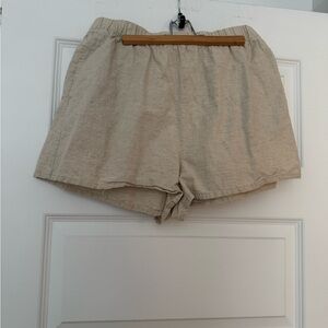Women's Cream Linen Shorts